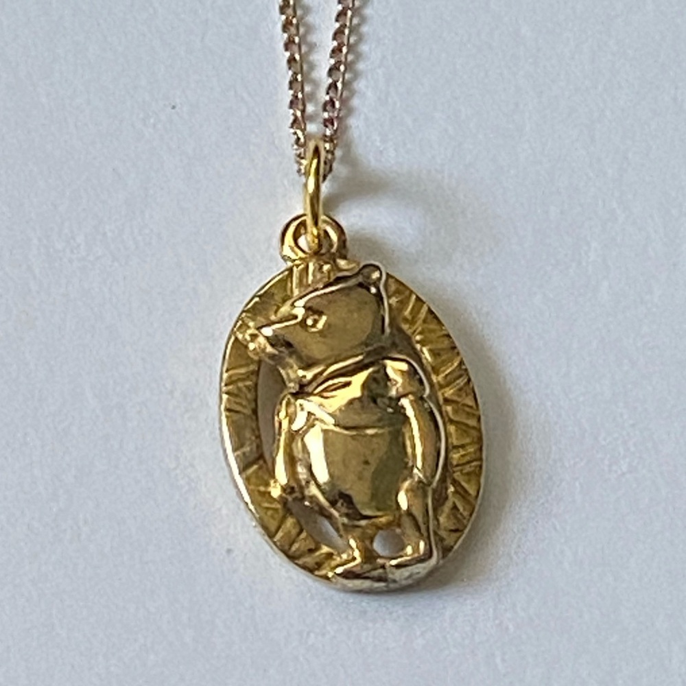 Winnie The Pooh Van Dell Sterling Silver Gold Overlay Pendant Necklace